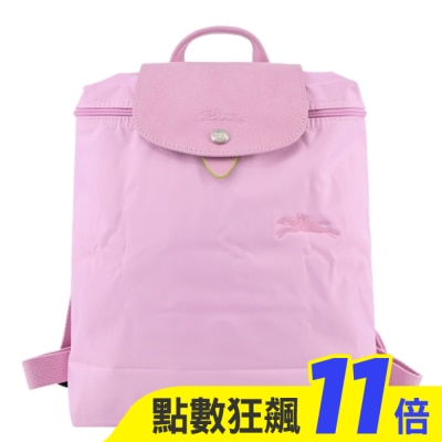 LONGCHAMP LONGCHAMP LE PLIAGE GREEN系列刺繡後背包(中/粉紅)1699-919-P75