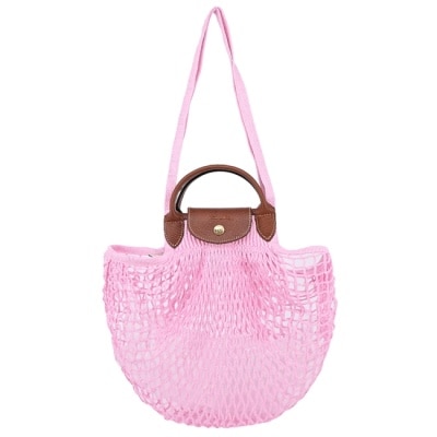 LONGCHAMP LONGCHAMP LE PLIAGE FILET系列網狀棉質兩用包(大/莓粉)10121-HVH-018