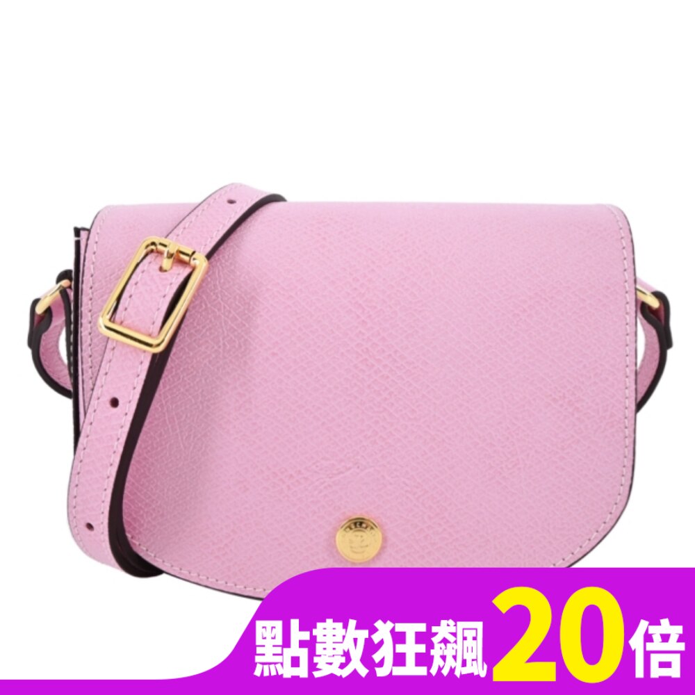 LONGCHAMP EPURE系列牛皮翻蓋半月斜背包(迷你/粉紅)10165-HYZ-P75