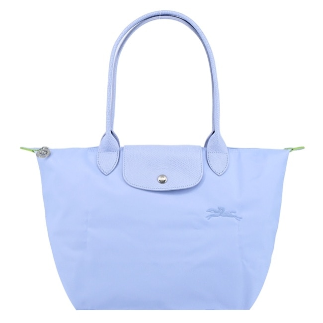 LONGCHAMP LE PLIAGE GREEN系列刺繡肩背水餃包(中/天澄)2605-919-P79