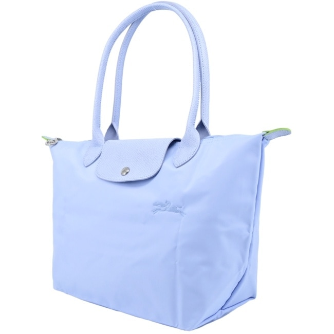 LONGCHAMP LE PLIAGE GREEN系列刺繡肩背水餃包(中/天澄)2605-919-P79