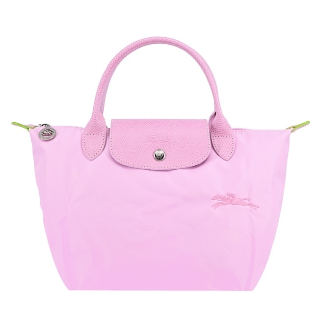 LONGCHAMP LE PLIAGE GREEN系列刺繡手提水餃包(小/粉紅)1621-919-P75