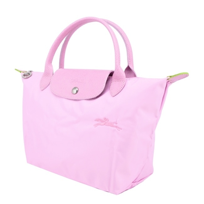 LONGCHAMP LE PLIAGE GREEN系列刺繡手提水餃包(小/粉紅)1621-919-P75