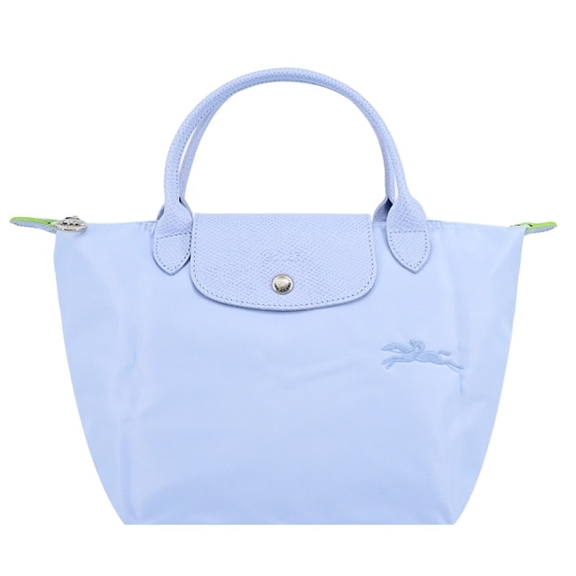 LONGCHAMP LE PLIAGE GREEN系列刺繡手提水餃包(小/天澄)1621-919-P79