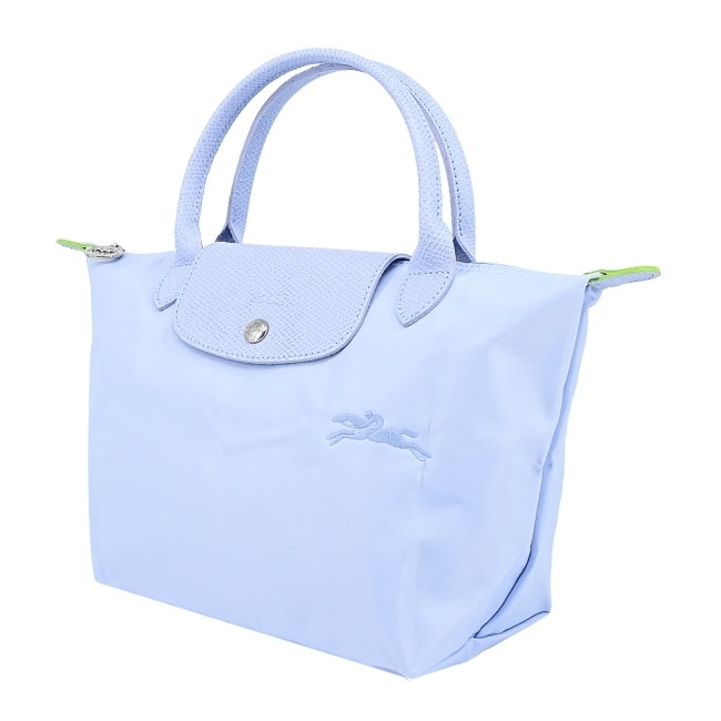 LONGCHAMP LE PLIAGE GREEN系列刺繡手提水餃包(小/天澄)1621-919-P79