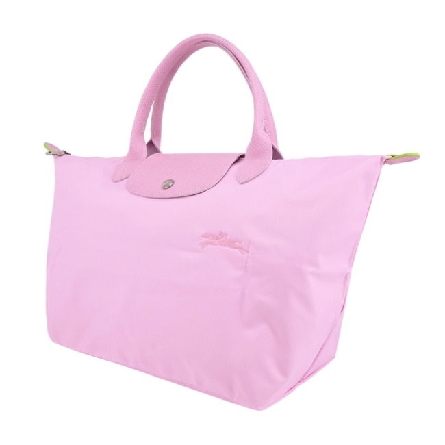 LONGCHAMP LE PLIAGE GREEN系列刺繡手提水餃包(中/粉紅)1623-919-P75