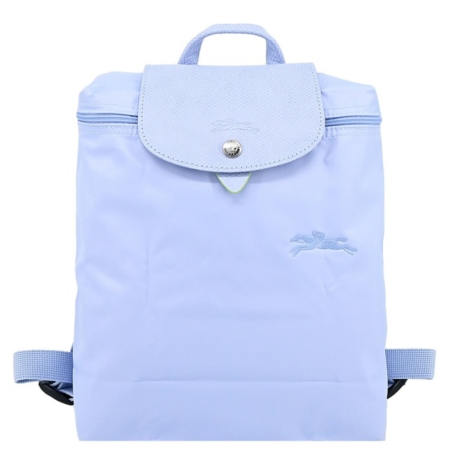 LONGCHAMP LE PLIAGE GREEN系列刺繡後背包(中/天澄)1699-919-P79