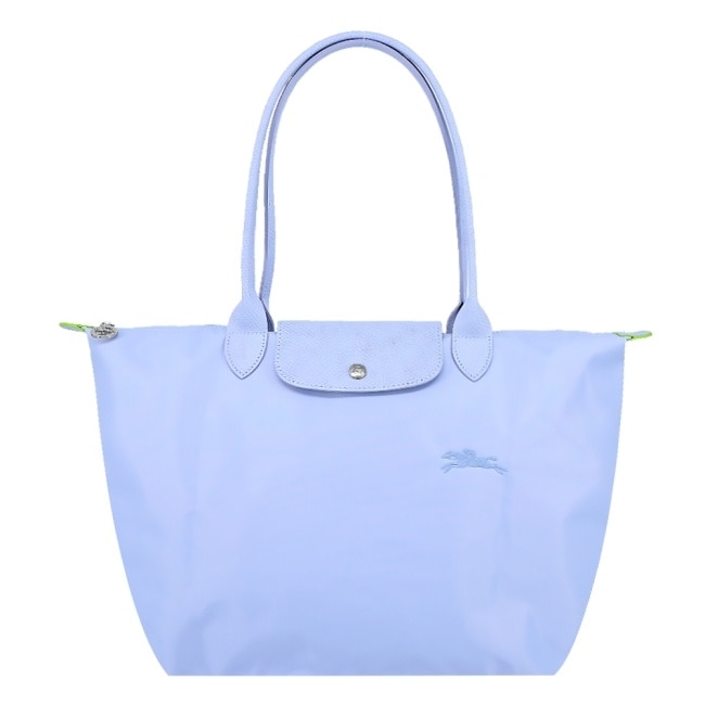 LONGCHAMP LE PLIAGE GREEN系列刺繡肩背水餃包(大/天澄)1899-919-P79