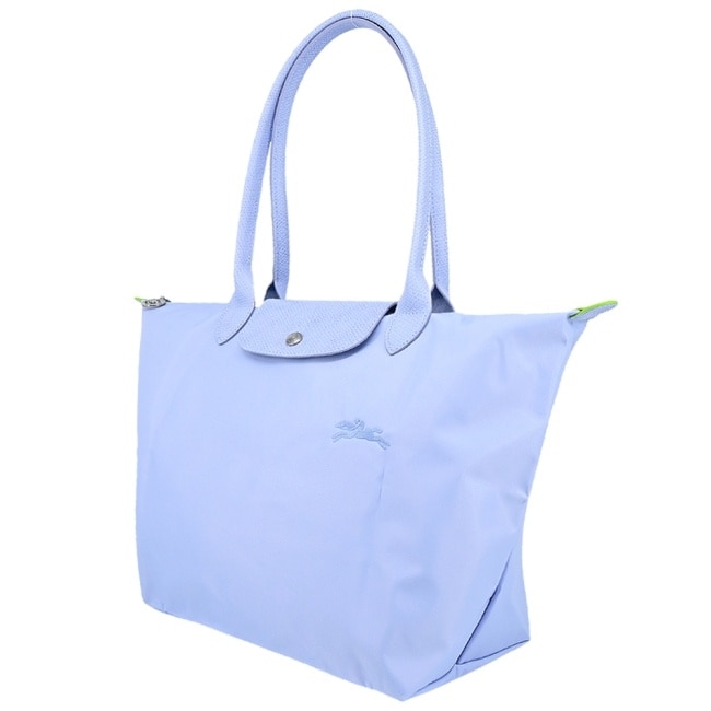 LONGCHAMP LE PLIAGE GREEN系列刺繡肩背水餃包(大/天澄)1899-919-P79