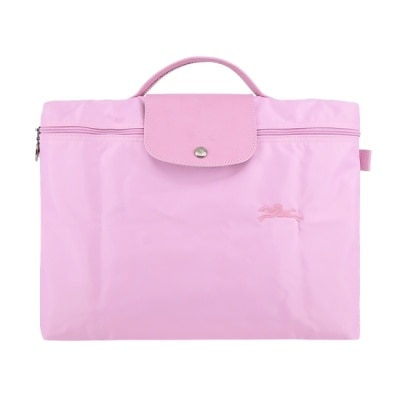 LONGCHAMP LONGCHAMP LE PLIAGE GREEN系列刺繡再生尼龍公事包(小/粉紅)2182-919-P75