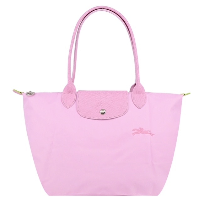 LONGCHAMP LE PLIAGE GREEN系列刺繡肩背水餃包(中/粉紅)2605-919-P75