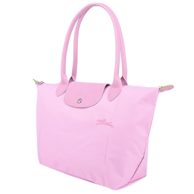 LONGCHAMP LE PLIAGE GREEN系列刺繡肩背水餃包(中/粉紅)2605-919-P75