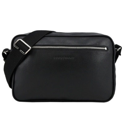LONGCHAMP LONGCHAMP LE FOULONNE系列牛皮方形相機斜背包(中/黑)20044-021-047