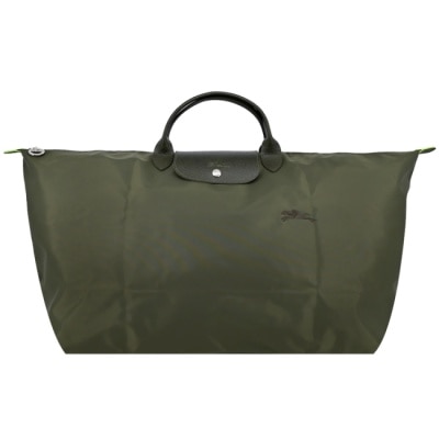 LONGCHAMP LONGCHAMP LE PLIAGE GREEN系列刺繡摺疊旅行袋(中//森林綠)1625-919-479