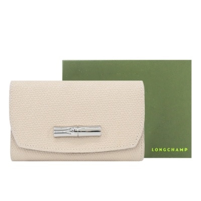 LONGCHAMP LONGCHAMP ROSEAU系列竹節卵石紋牛皮流線中夾(白紙)30002-HPN-555