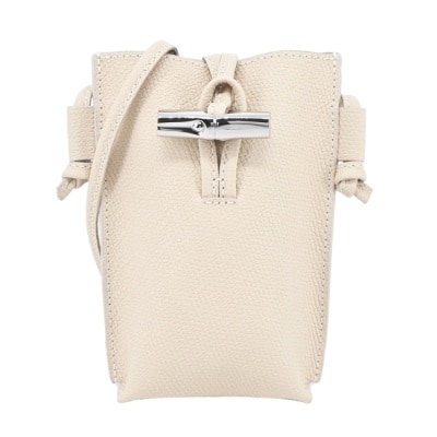 LONGCHAMP LONGCHAMP ROSEAU系列竹節卵石紋牛皮手機斜背包(白紙)34180-HPN-555