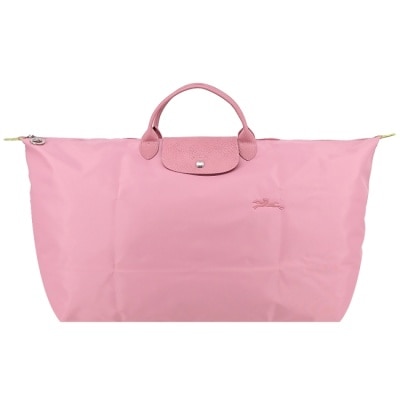 LONGCHAMP LONGCHAMP LE PLIAGE GREEN系列刺繡摺疊旅行袋(中/花瓣粉)1625-919-P72