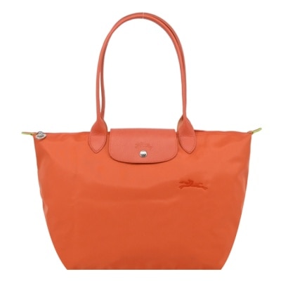 LONGCHAMP LONGCHAMP LE PLIAGE GREEN系列刺繡肩背水餃包(大/胡蘿蔔橘)1899-919-P69