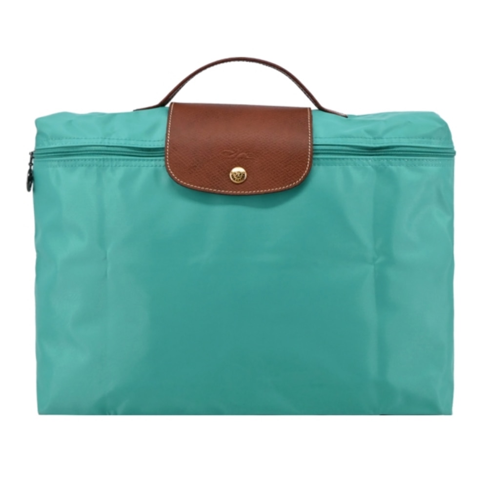 LONGCHAMP LE PLIAGE系列再生尼龍手提摺疊公事包(小/松石綠)2182-089-P70