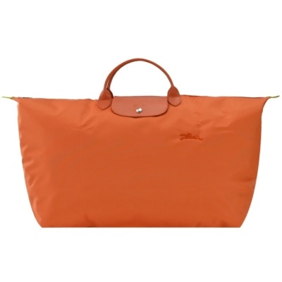 LONGCHAMP LONGCHAMP LE PLIAGE GREEN系列刺繡摺疊旅行袋(中/胡蘿蔔橘)1625-919-P69