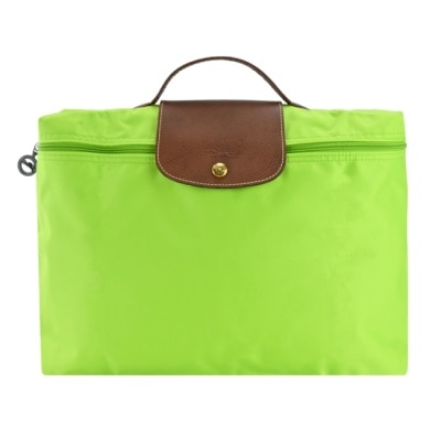 LONGCHAMP LONGCHAMP LE PLIAGE系列再生尼龍手提摺疊公事包(小/亮綠)2182-089-355