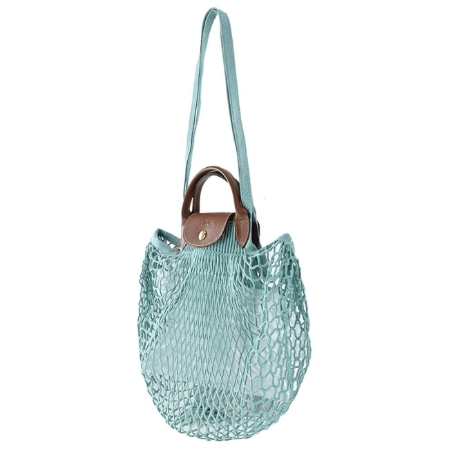 LONGCHAMP LE PLIAGE FILET系列網狀棉質兩用包(大/潟湖藍)10121-HVH-P65