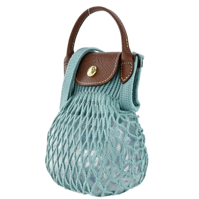 LONGCHAMP LE PLIAGE FILET系列網狀棉質手斜背包(迷你/潟湖藍)10139-HVH-P65