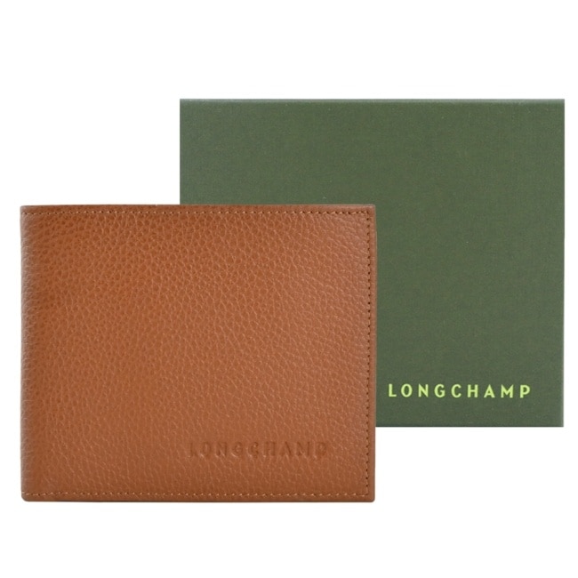 LONGCHAMP LE FOULONNE系列牛皮雙折短夾(紅褐)3508-021-F72