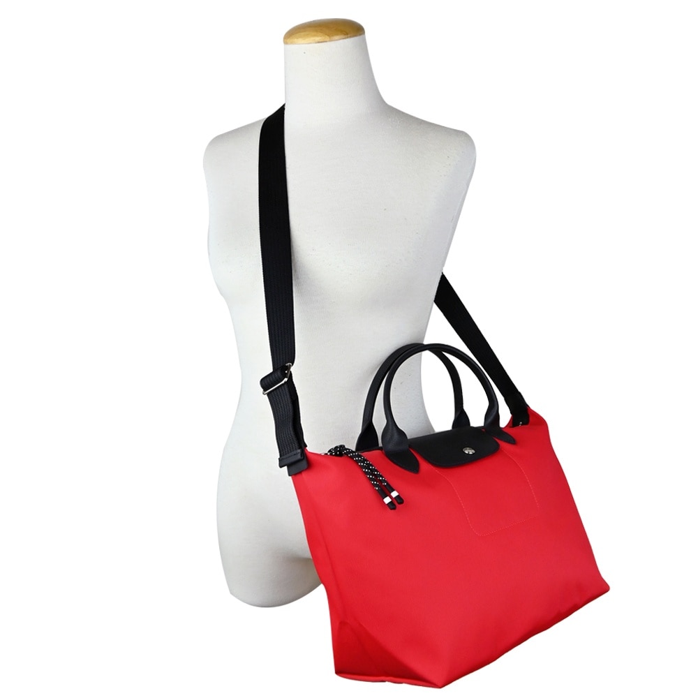 LONGCHAMP LE PLIAGE ENERGY系列再生尼龍兩用包(大/芙蓉紅)1515-HSR-642