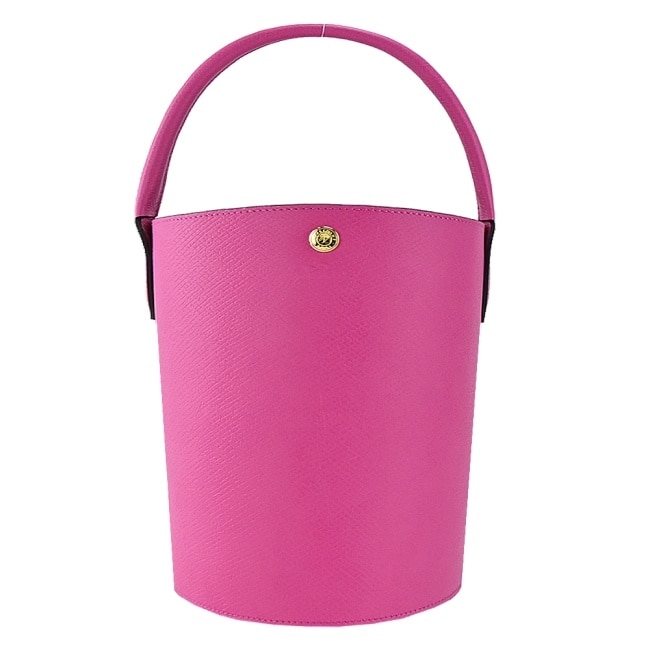 LONGCHAMP EPURE系列牛皮壓印手提水桶包(小/桃粉)10161-HYZ-319