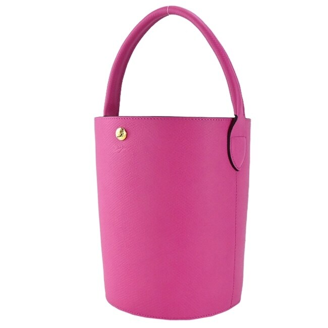 LONGCHAMP EPURE系列牛皮壓印手提水桶包(小/桃粉)10161-HYZ-319