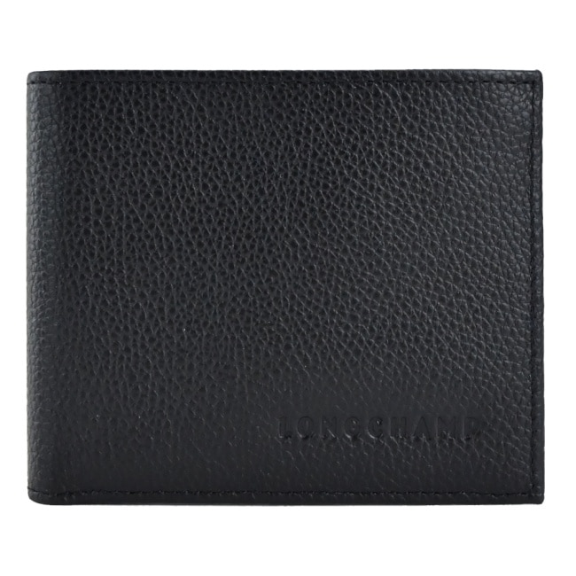 LONGCHAMP LE FOULONNE系列牛皮雙折短夾(黑)3508-021-047