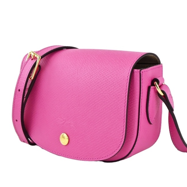 LONGCHAMP EPURE系列牛皮翻蓋半月斜背包(迷你/桃粉)10165-HYZ-319