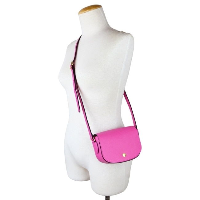LONGCHAMP EPURE系列牛皮翻蓋半月斜背包(迷你/桃粉)10165-HYZ-319