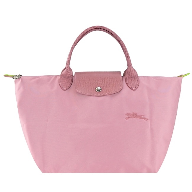 LONGCHAMP LE PLIAGE GREEN系列刺繡手提水餃包(中/花瓣粉)1623-919-P72