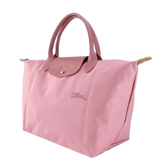 LONGCHAMP LE PLIAGE GREEN系列刺繡手提水餃包(中/花瓣粉)1623-919-P72