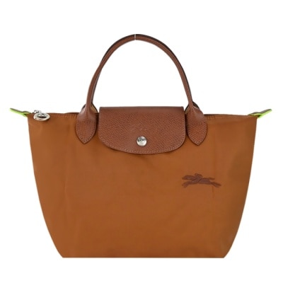 LONGCHAMP LONGCHAMP LE PLIAGE GREEN系列刺繡手提水餃包(小/白蘭地酒)1621-919-504