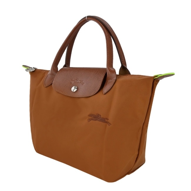 LONGCHAMP LE PLIAGE GREEN系列刺繡手提水餃包(小/白蘭地酒)1621-919-504