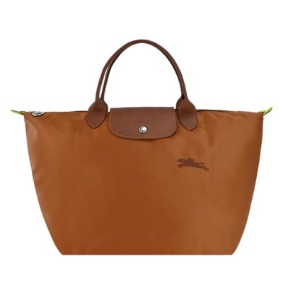 LONGCHAMP LONGCHAMP LE PLIAGE GREEN系列刺繡手提水餃包(中/白蘭地酒)1623-919-504