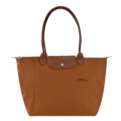 LONGCHAMP LONGCHAMP LE PLIAGE GREEN系列刺繡肩背水餃包(大/白蘭地酒)1899-919-504