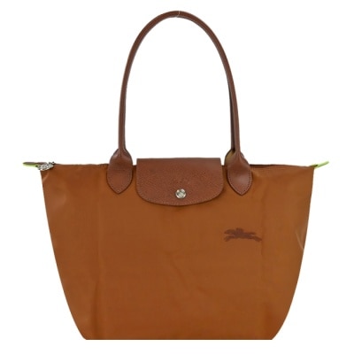 LONGCHAMP LONGCHAMP LE PLIAGE GREEN系列刺繡肩背水餃包(中/白蘭地酒)2605-919-504