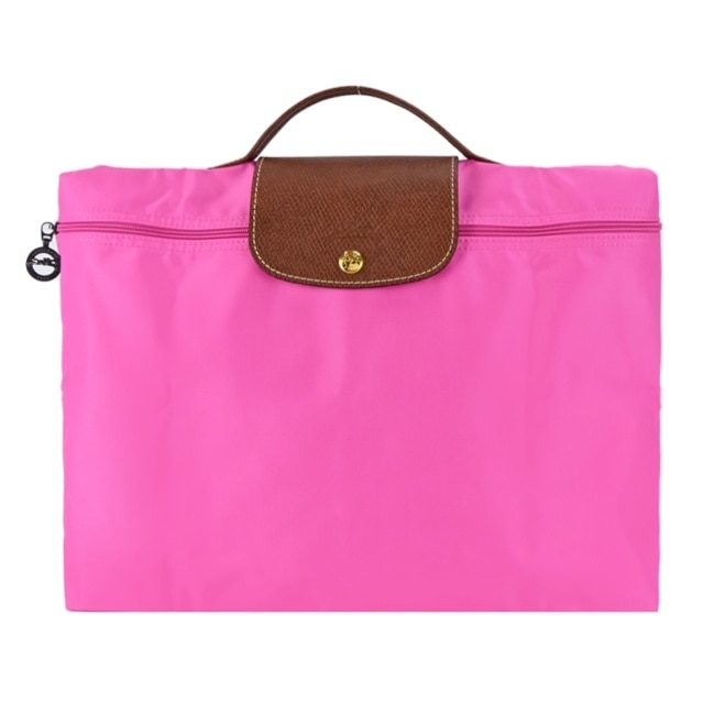 LONGCHAMP LE PLIAGE系列再生尼龍手提摺疊公事包(小/糖果粉)2182-089-P73