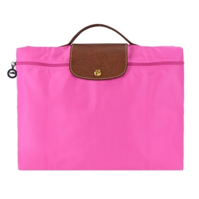 LONGCHAMP LONGCHAMP LE PLIAGE系列再生尼龍手提摺疊公事包(小/糖果粉)2182-089-P73