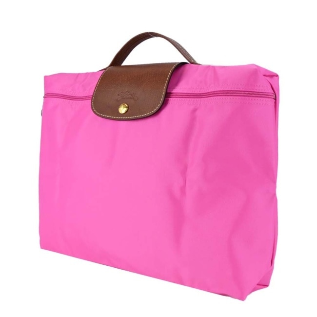 LONGCHAMP LE PLIAGE系列再生尼龍手提摺疊公事包(小/糖果粉)2182-089-P73