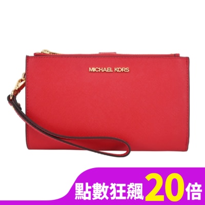 MICHAEL KORS MICHAEL KORS JET SET防刮多功能手掛式中長夾-紅35F8GTVW0L-16BR