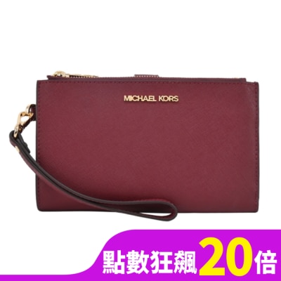 MICHAEL KORS MICHAEL KORS JET SET防刮多功能手掛式中長夾-暗紅35F8GTVW0L-26DC