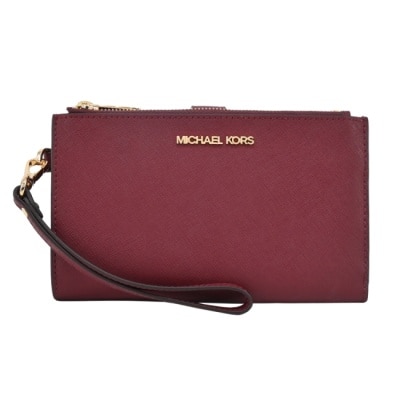 MICHAEL KORS MICHAEL KORS JET SET防刮多功能手掛式中長夾-暗紅35F8GTVW0L-26DC