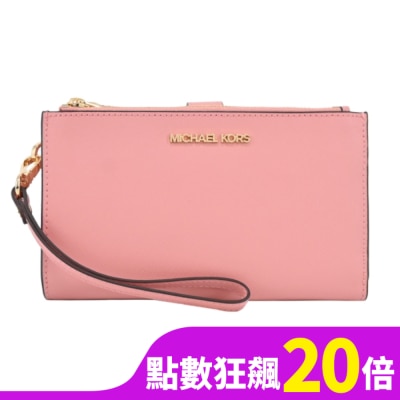 MICHAEL KORS MICHAEL KORS JET SET防刮多功能手掛式中長夾-玫瑰粉35F8GTVW0L-76PR