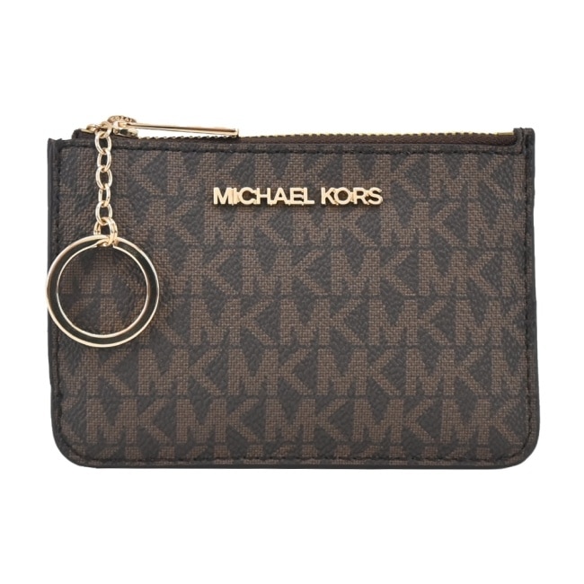 MICHAEL KORS JET SET滿版卡片夾層鑰匙零錢包-咖35H9GTVP1B-54BR