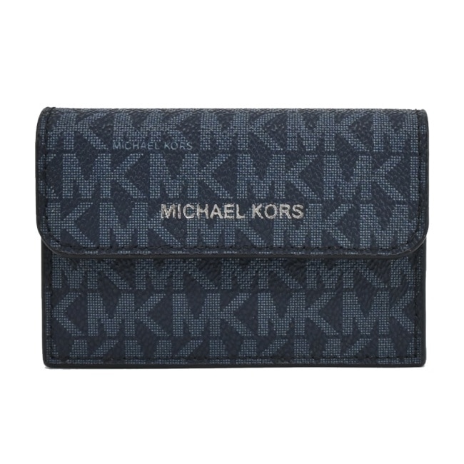 MICHAEL KORS COOPER滿版PVC風琴卡片收納包-深藍36F3COLD1R-47AP